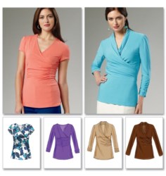 6513 MCC KNIT PULLOVER GATHERED SS-LS FIT TOP PATTERN 14-22